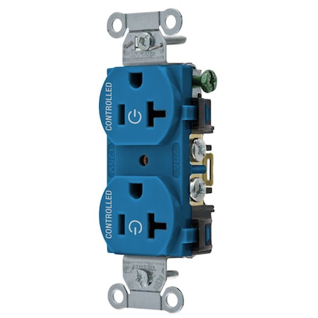 Hubbell Wiring Device-Kellems Straight Blade Receptacle, 5-20R, 20 A, 125V AC, 2 Pole, 3 Wire, Grounded BR20C2BL